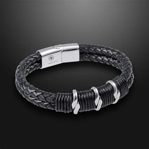 Black Braided Nappa Leather Bracelet 